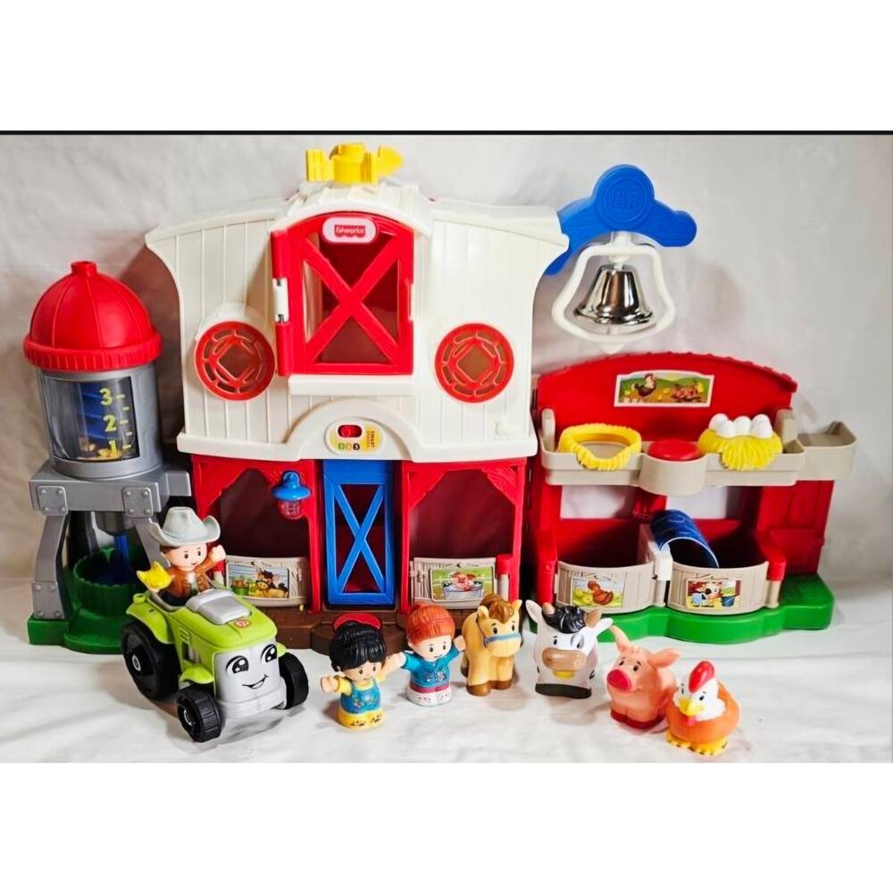 Fisher-Price Little People Caring for Animals Farm Set Playset Farm Tractor & 7
